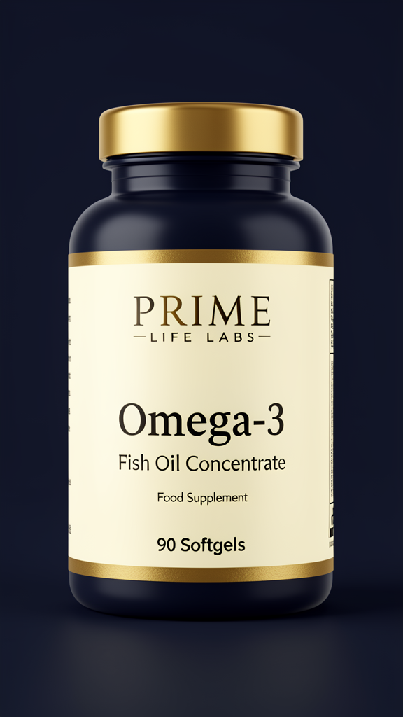 Omega-3 supplement bottle