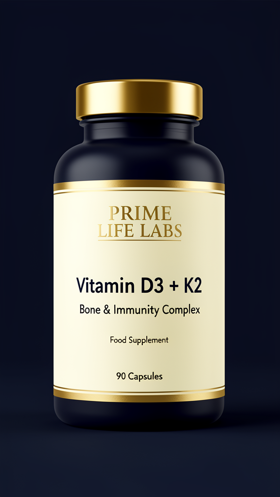 Vitamin D3 + K2 supplement bottle