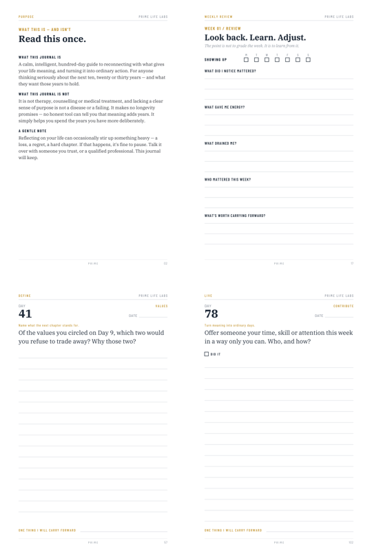 Purpose and Meaning inside pages